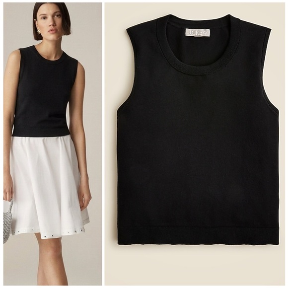 J. Crew Tops - J.Crew Black Sweater Shell in Premium Ultra-Fine Cotton Blend Size Large